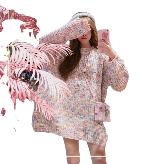 Autumn And Winter Lazy Wind Mid-Length Half Turtleneck Pullover Sweater