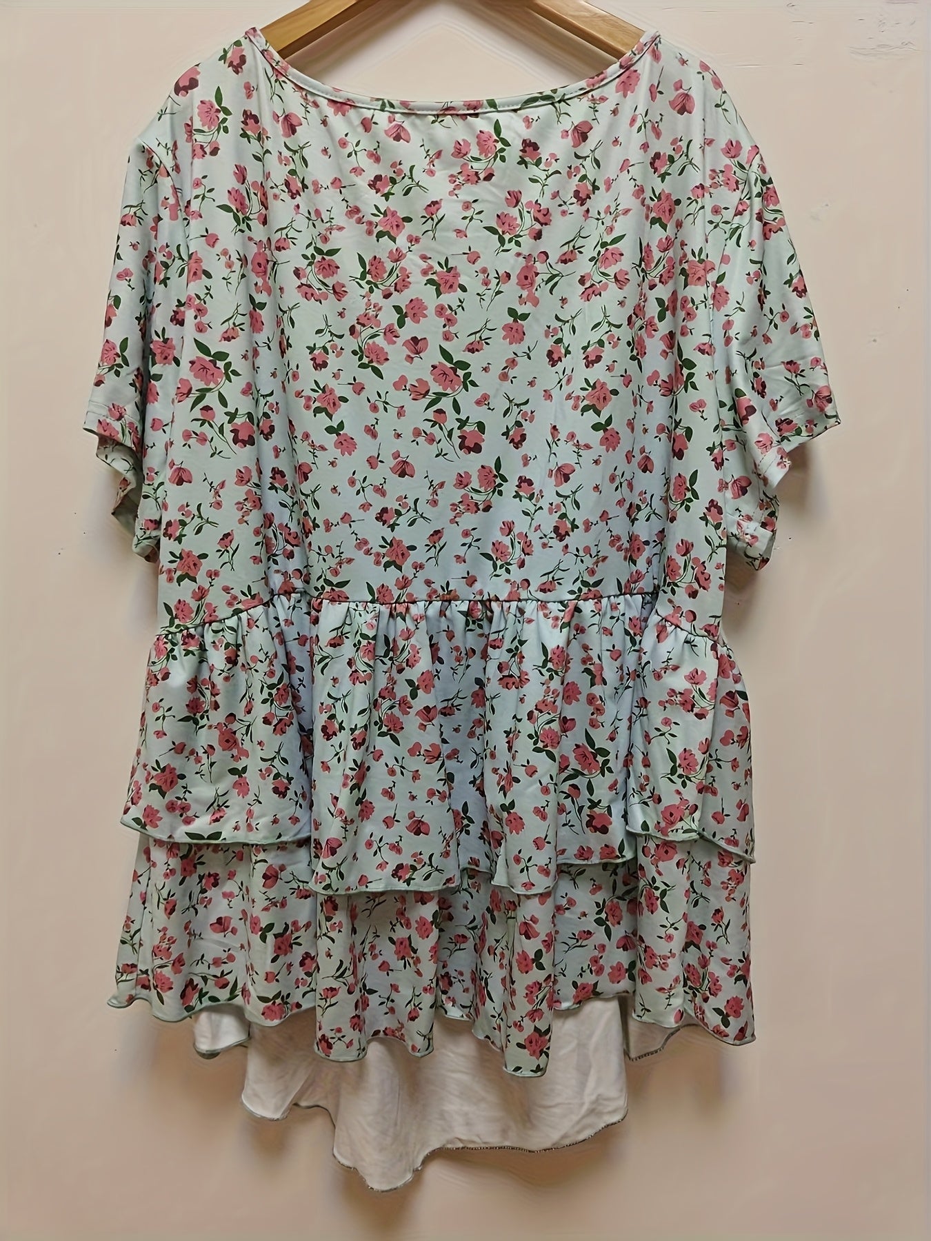 Self-pick-up Women'S Plus Size Ruffle Short Sleeve T Shirt Casual Printed Top Only Self-pickup Is Supported