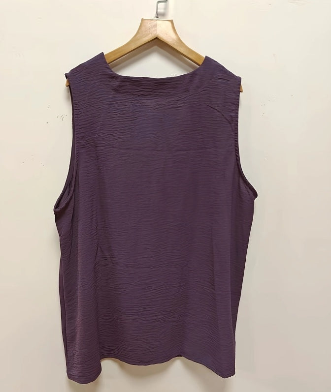 Self-pick-up Plus Size Women's Lightweight Sleeveless Top Solid Color Loose V-Neck Tank Top Only Self-pickup Is Supported