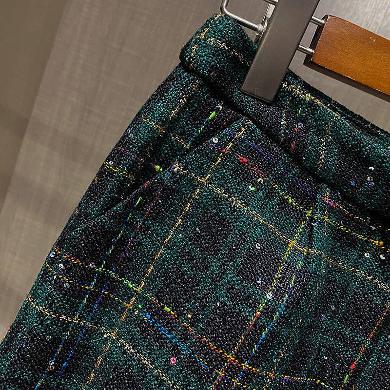 Ladies Style High Class Sense Fried Street Suit Female Plaid Woolen Cloth