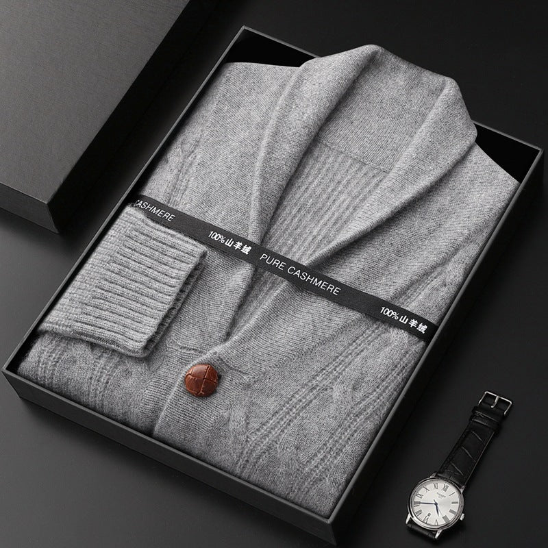 Men's Thickened Coat Twisted Collar Button Fashion Knitwear