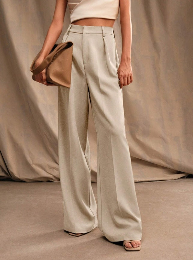 Women's Slimming Casual Draping Suit Pants Loose High Waist Wide Leg Trousers