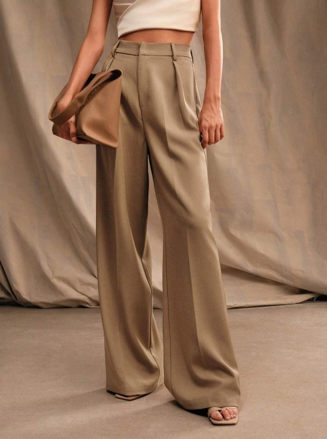 Women's Slimming Casual Draping Suit Pants Loose High Waist Wide Leg Trousers