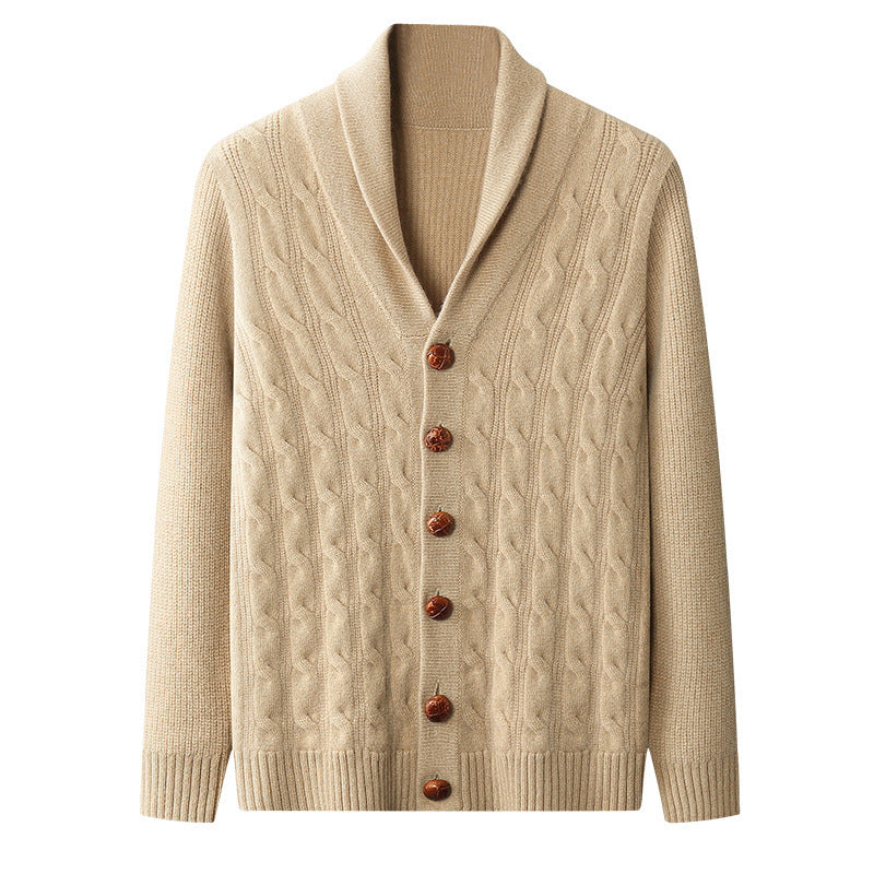 Men's Thickened Coat Twisted Collar Button Fashion Knitwear