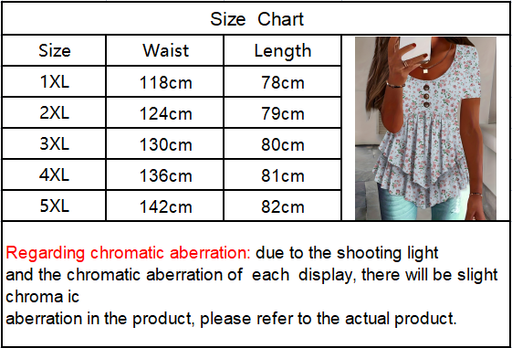 Self-pick-up Women'S Plus Size Ruffle Short Sleeve T Shirt Casual Printed Top  Only Self-pickup Is Supported