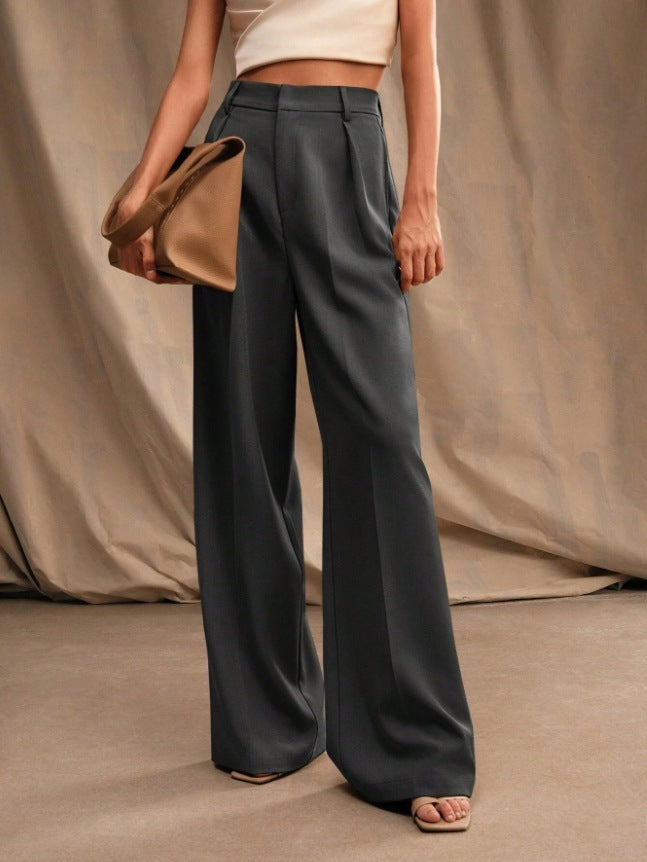 Women's Slimming Casual Draping Suit Pants Loose High Waist Wide Leg Trousers