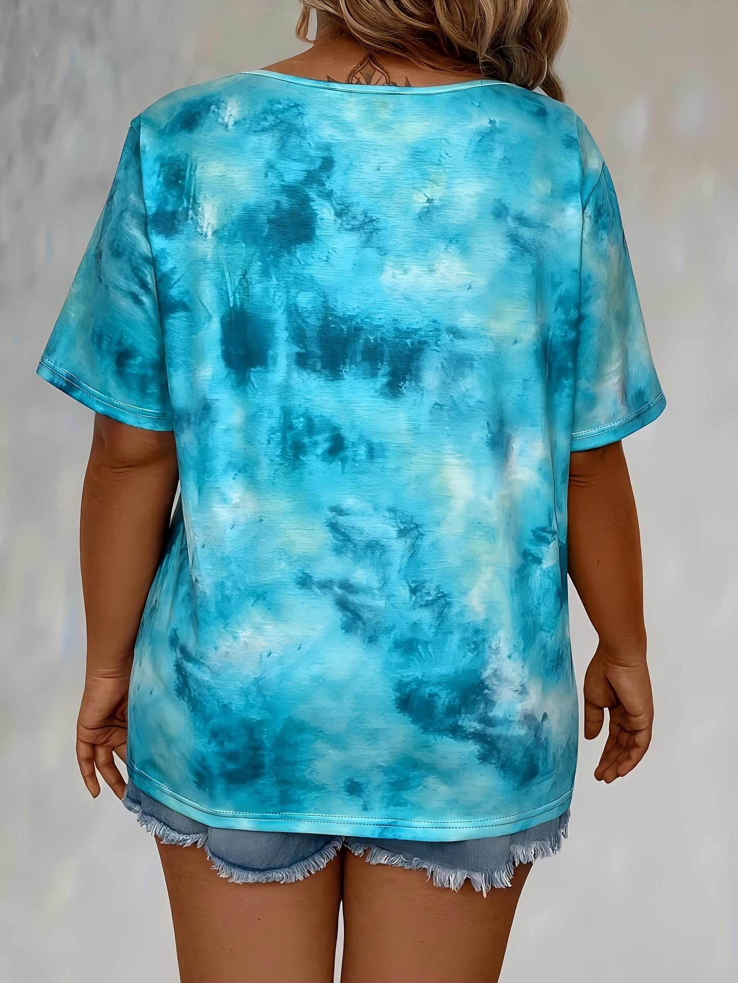 Self-pick-up Women's Tie Dye Printed Drawstring Casual Fashion Short Sleeve T-Shirt Only Self-pickup Is Supported