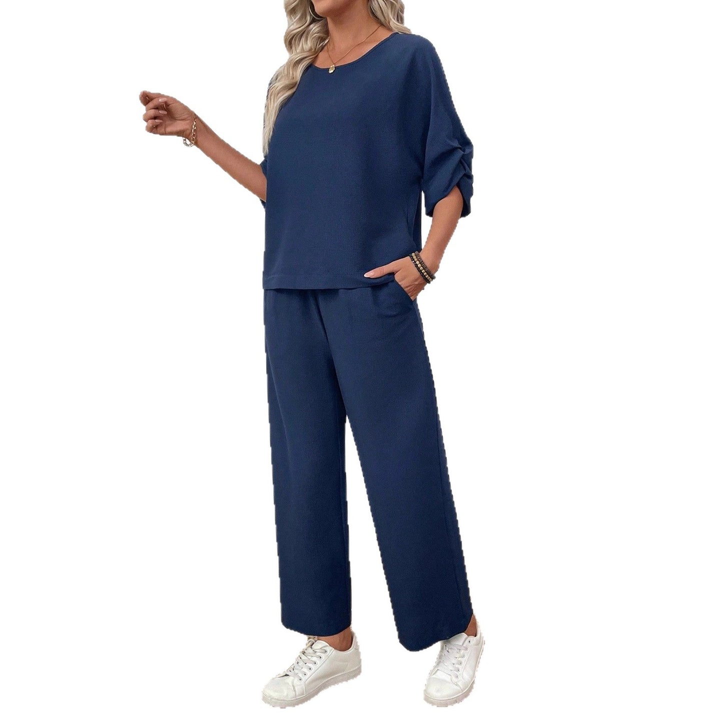 Women's Casual Top Wide Leg Pants Set