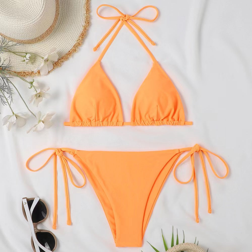 Sexy Hot Girl Halter Bikini Split Swimsuit