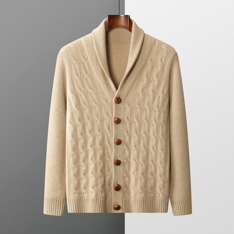 Men's Thickened Coat Twisted Collar Button Fashion Knitwear