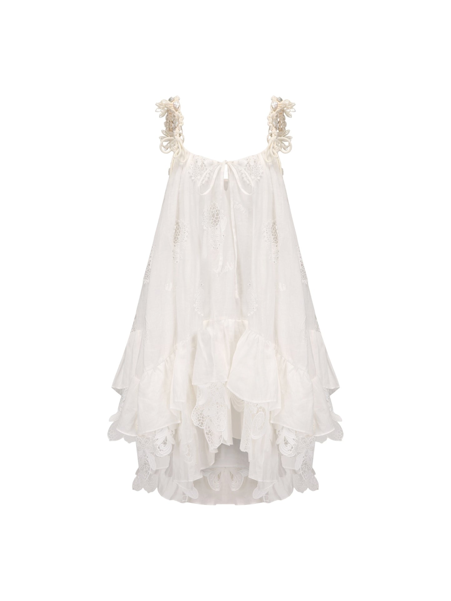 Lemon Hollow Embroidered Short Strap Dress