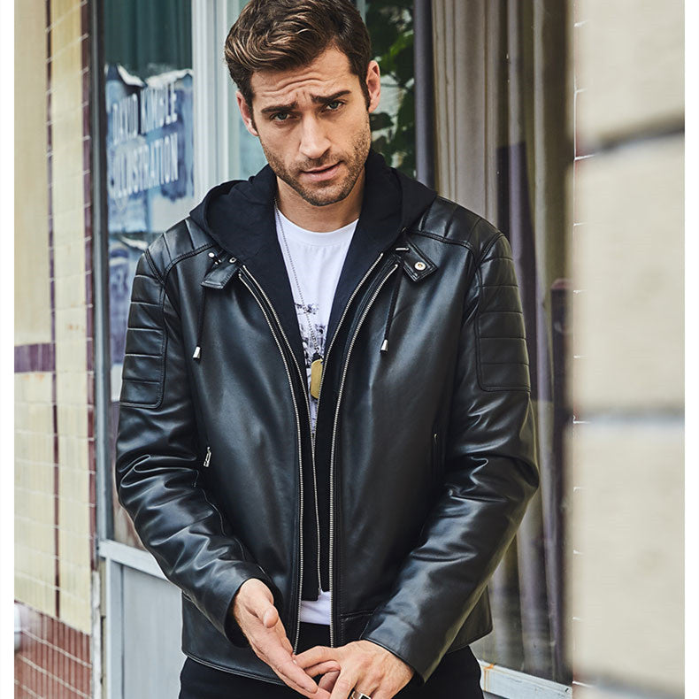 Leather Coat Trend Plus Cotton Hooded