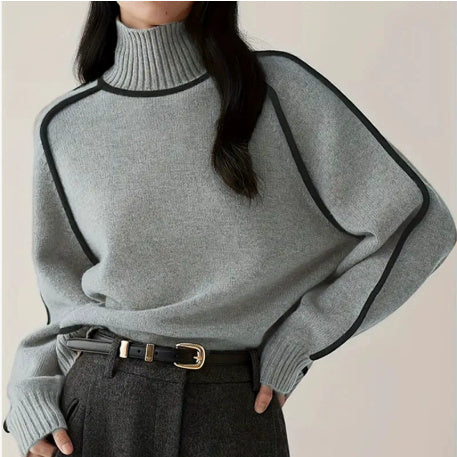 Autumn And Winter Half Turtleneck Three-dimensional Casual Loose Pullover Knitted Sweater Fashion Knit Top Outerwear